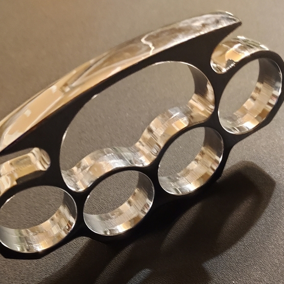 Belt Buckle Knuckles, Solid Steel, Polished Silver Color - Picture 3 of 5